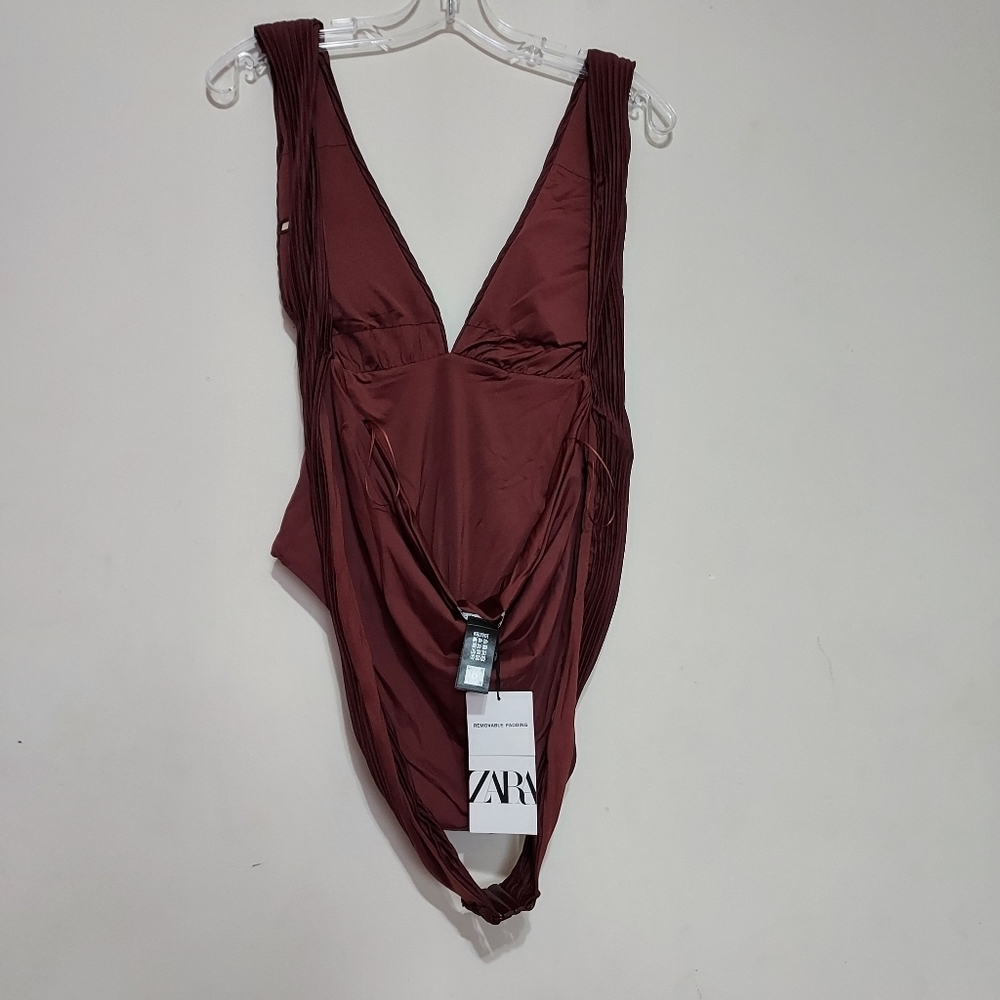 Zara Deep Burgundy One-Piece Swimsuit - Picture 5 of 9